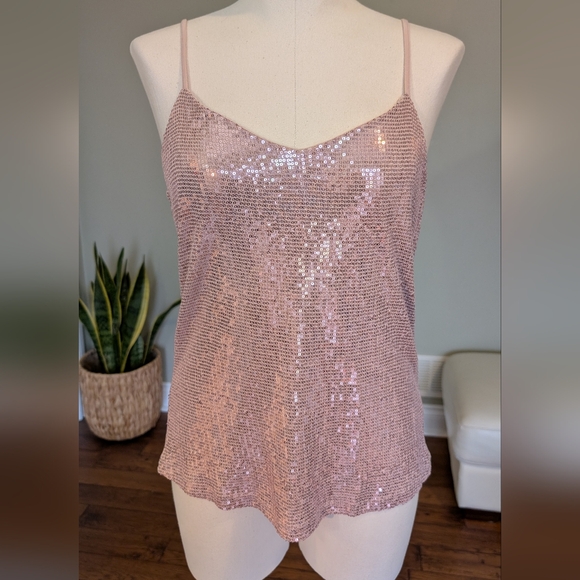 Dynamite Tops - Dynamite Women's Y2K Sequin Pink Camisole Top Size M